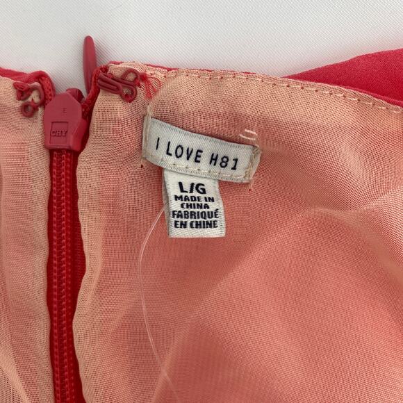 I Love H81 Red V-Neck Spaghetti Strap Mini Slip Dress Size Large NEW - Picture 7 of 10